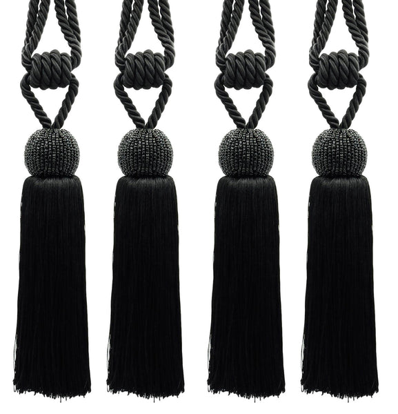 DÉCOPRO Decorative Beaded Curtain Tassel Tieback Elaborately Handcrafted with a Glass Seed Bead Design, Tassel Length 8