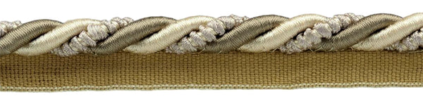 5/8 (1.5cm) Ellora Collection Large Twisted Decorative Rope Cord with Lip, Cord Trim (Style# 0058EL) Sandpiper Ivory Multicolor #EL03 (Cream Ivory,  Pewter Grey, Off White) Sold By The Yard (36/3 ft/0.9m)