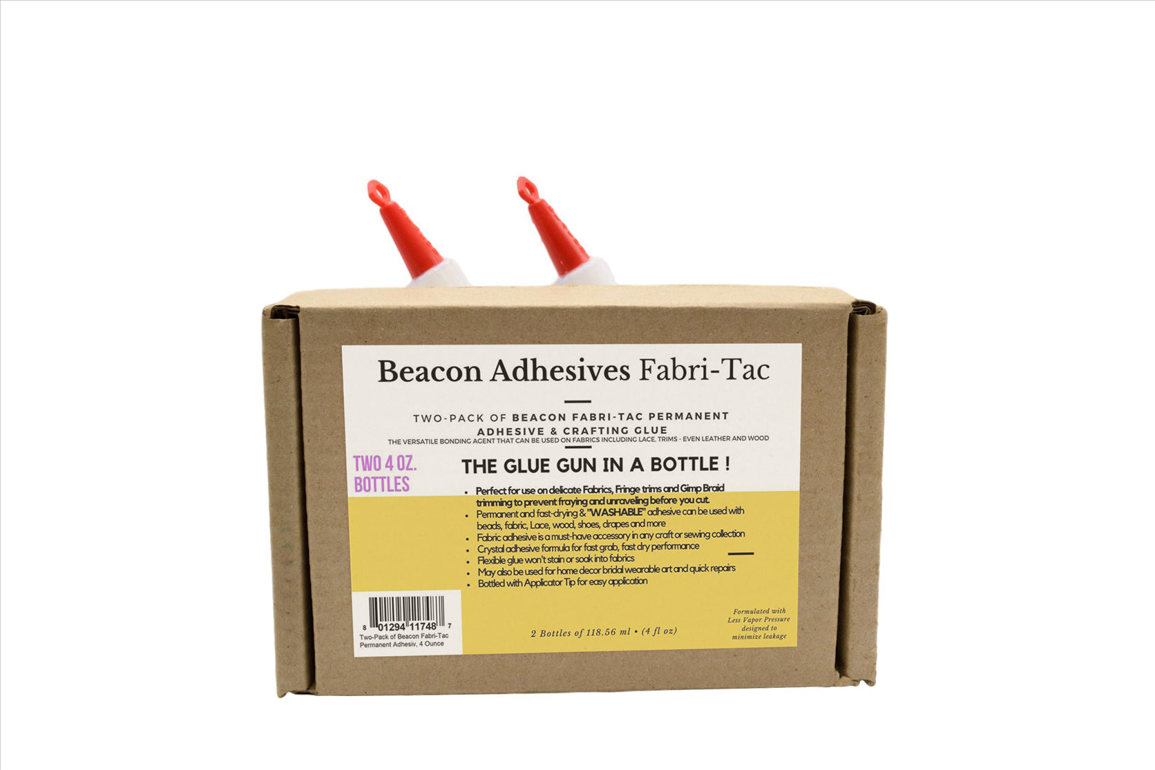  Three-Pack Beacon Fabri-Tac Permanent Adhesive, 8 Ounce