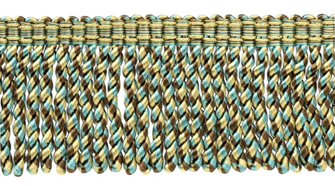 5 Yard Value Pack / Light Peacock Teal, Camel Gold, Brown Bullion Fringe with Fancy Woven Header / 3