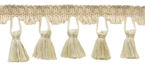 6 Yard Value Pack - 2.5 Inch Oyster, Kasha, Shell, Sandstone Tassel Fringe Trim / Basic Trim Collection / Style# TFC025 / Color: Dreamsicle - PR01 (18 Ft / 5.5 Meters)