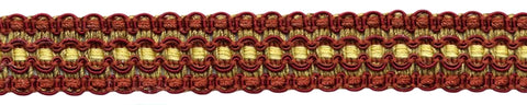 6 Yard Value Pack / Lavish 1 inch Wide Beachwood Gold, Red, Paprika Gimp Braid Trim / Style# 0100VG / Color: Grandeur Flame - VNT33 (18 Ft / 6.5M)