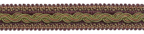 PLUM OLIVE GREEN Baroque Collection Gimp Braid 1-1/4 inch Style# 0125BG Color: PLUM OLIVE – 7346 (Sold by The Yard)