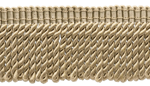 3 inch Long Sandstone Light Beige Bullion Fringe Trim with Decorative Gimp Design / Basic Trim Collection / Style# BFS3-WVN (22042) Color: A10 / Sold by the Yard