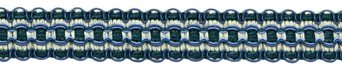 Lavish 1 inch Wide Light Blue, French Blue, White Gimp Braid Trim / Style# 0100VG / Color: Nautical - VNT24 / Sold by The Yard