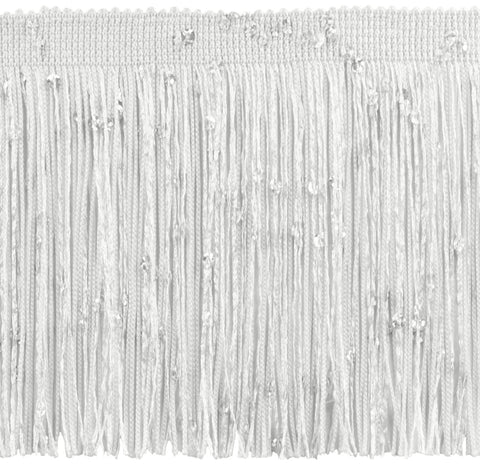 4 Inch Chainette Sequin Fringe Trim, CFS04 Color: WHITE - A1, Sold By the Yard