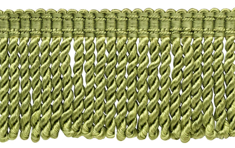 3 inch Long Celadon Green Bullion Fringe Trim with Decorative Gimp Design / Basic Trim Collection / Style# BFS3-WVN (22042) Color: L26 / Sold By the Yard