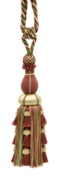 DÉCOPRO Large Elegant Beige, Red, Green Curtain and Drapery Large Tassel Tieback / 12 inch tassel, 30 inch Spread (embrace), 3/8 inch Cord,  Style# TBAX12 Color: LX06 - Dusty Rose