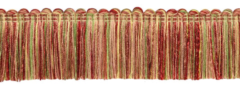 5 Yard Value Pack of Clay, Alpine Green, Maize, Cajun Spice, Blush, Chinese Red, Beachwood Gold Duke Collection Brush Fringe 1 3/4 inch Long Style# 0175DKB Color: Chrysanthemums - N39 (15 Ft / 4.6 M)