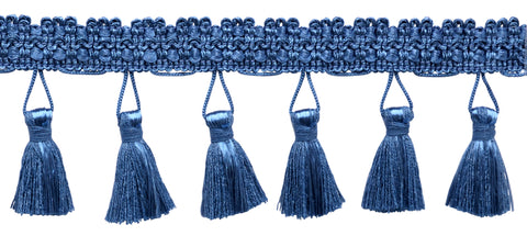 24 Yard Package / 2.5 Inch Tassel Fringe Trim / Basic Trim Collection / Style# ETFC / Color: French Blue - M45 / 72 Ft / 21.9 Meters