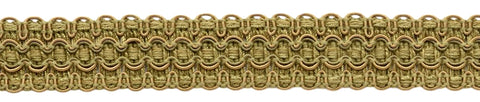 Lavish 1 inch Wide Artichoke Green, Medium Gold Gimp Braid Trim / Style# 0100VG / Color: Olive Grove - VNT15 / Sold by The Yard