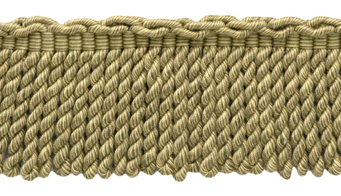 3 Inch Long Loden Green, Harvest Gold, Dark Sand Bullion Fringe Trim / Style# BFEMP3 (21927) / Color: Dark Moss - W126 / Sold By the Yard