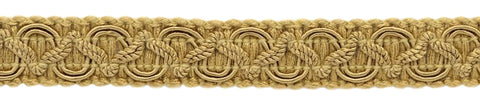 3/4 inch Basic Trim Decorative Scroll Gimp Braid, Style# 0075SGC Color: Camel Gold - E16C, Sold By the Yard