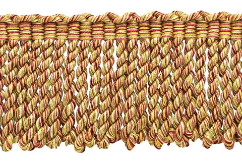 6 Yard Value Pack - 3 Inch Long Camel Gold, Old Gold, Cherry, Wine, Artichoke, Honey Dew Fringe Trim / Style# BFDK3 (11829) / Color: Cornucopia - N47 (18 Ft / 5.5M)