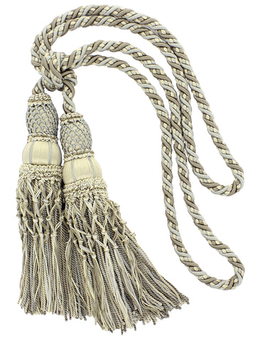 Double Tassel / Beige, WINE GOLD / Tassel Tie with 3.5 inch Tassels,  Baroque Collection Style# BCT Color: AUTUMN LEAVES - 5716