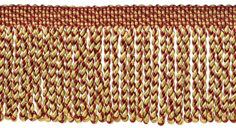 3 Inch Camel Beige, Molten Lava, Beachwood, Brick Dust, Dark Rust, Chinese Red Bullion Fringe Trim / Style# EF300 (24108), Color: Sunset - PR15 / Sold by the Yard