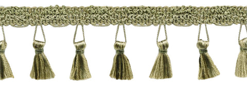 24 Yard Package / 2.5 Inch Tassel Fringe Trim / Basic Trim Collection / Style# ETFC / Color: Beaver Green - L80 / 72 Ft / 21.9 Meters