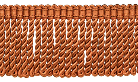 3 inch Long Terra Cotta Bullion Fringe Trim with Decorative Gimp Design / Basic Trim Collection / Style# BFS3-WVN (22042) Color: K50 / Sold By the Yard