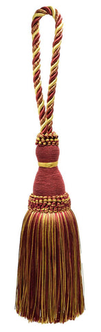 Elegant Wine (Deep Red), Gold Large Tassel / 8 inch Tassel / Style# KTH8 Color: Carmine Gold - 1253