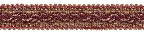 Burgundy Taupe Baroque Collection Gimp Braid 1-1/4 inch Style# 0125BG Color: CRANBERRY HARVEST – 8612 (Sold by The Yard)