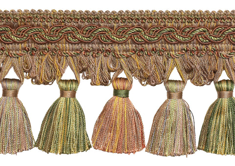 5 Yard Value Pack of Light Bronze, Olive Green, Terracotta 4 inch Baroque Tassel Fringe Style# TFB1 Color: CHAPARRAL - 5615 (15 Ft / 4.5M)