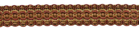 18 Yard Package / Lavish 1 inch Wide Copper, Brown, Oak Brown Gimp Braid Trim / Style# 0100VG / Color: Rustic - VNT9 (54 Ft / 16.5M)