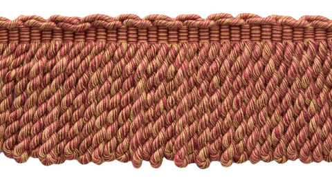 3 Inch Long Wine, Camel Gold, Crimson Bullion Fringe Trim / Style# BFEMP3 (21927) / Color: Maple Leaf - W122 / Sold By the Yard