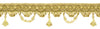 Ornate Scalopped Gimp with Large Teardrop Beaded | Fringe Trim (BF300-PY) | 3 Yards (9 ft/2.5m), #C4 / Dark Yellow Gold