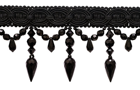 Ornate Gimp with Large Teardrop Beaded | Fringe Trim (BF334-PY) | Sold By The Yard (36