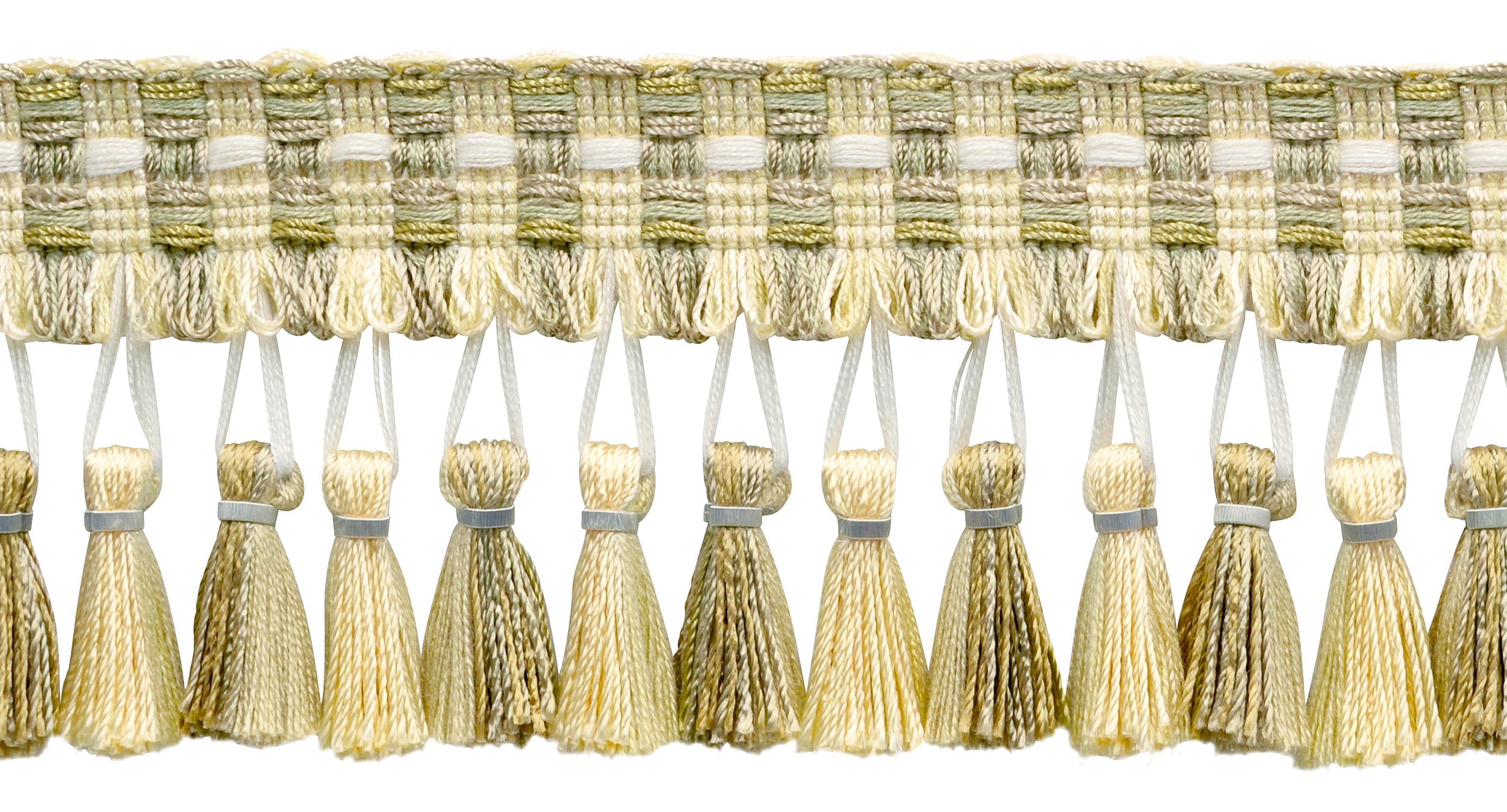 2 3/4 long (7cm) Large Beautifully Knitted Tassel Fringe Trim (TFIC3),  Desert Medley Beige Multicolor #I19 (Light Beige, Sand Beige, White Gold) 5  Yards (15 ft/4.5m)