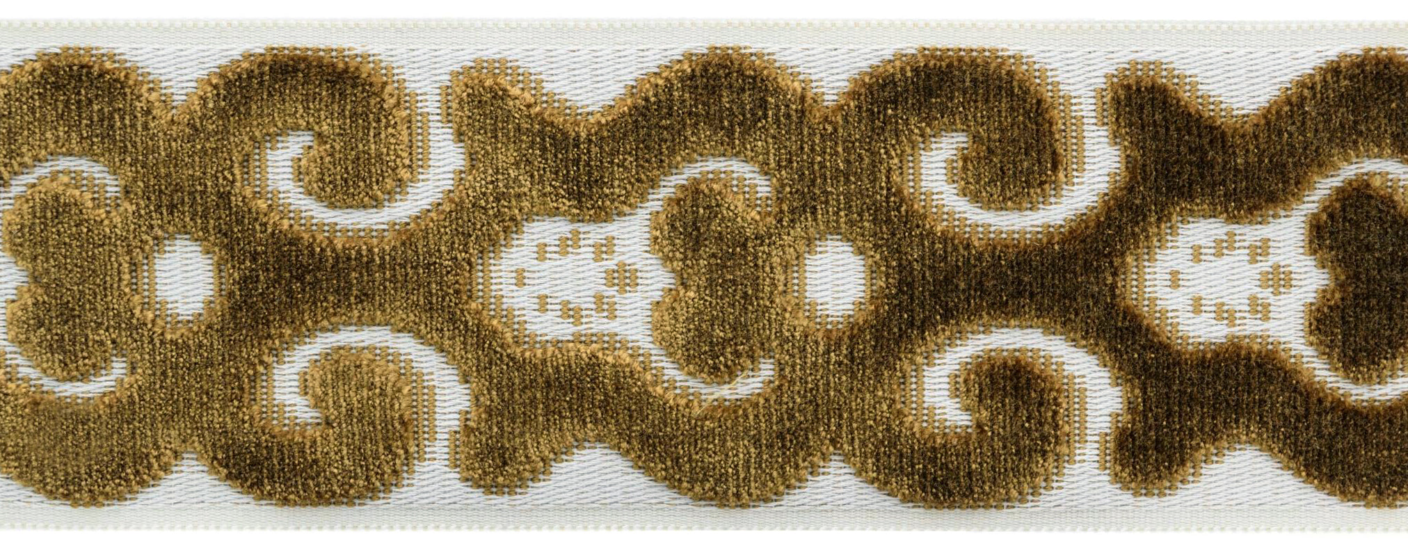 Gray, Beige, Cream Woven Embroidery Trim Tape 2.25 H-1151A-4