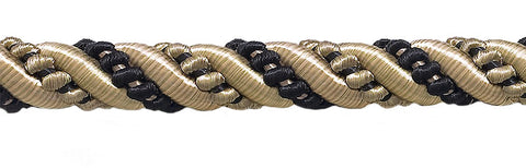 Large Taupe, Black 7/16 inch Imperial II Decorative Cord Without Lip Style# 716I2 Color: MIDNIGHT MEADOW - 4363 (Sold by The Yard)