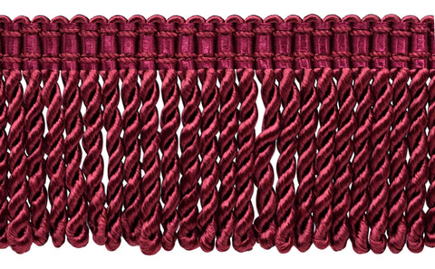 5 Yard Value Pack / 3 inch Long Burgundy Bullion Fringe Trim with Decorative Gimp Design / Basic Trim Collection / Style# BFS3-WVN (22042) Color: Ruby - E10