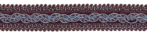 Brown, Light Blue Baroque Collection Gimp Braid 1-1/4 inch Style# 0125BG Color: MOCHA ICE - 24B (Sold by The Yard)