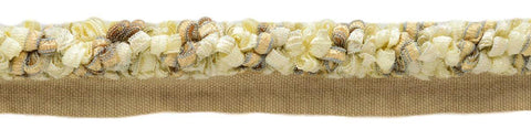 Elegant Ribbon Cord With Lip / 3/8 inch diameter / Style# 0038RC Color: Ivory, Beige, Light Blue - 3 / Sold by the Yard