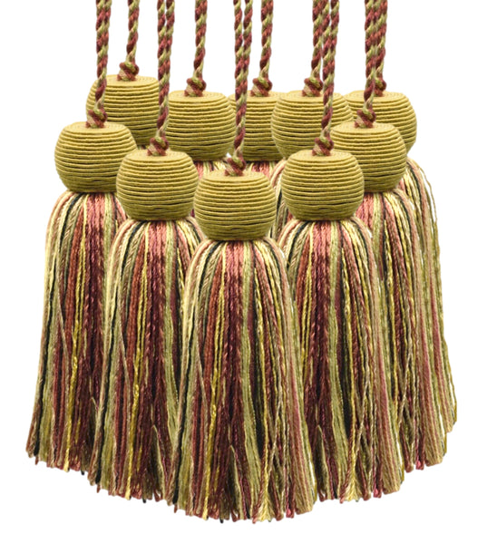 Set of 10 Decorative 4 inch Tassel / Cherry Red, Camel Beige, Clay / Veranda Collection / Style# VTS / Color: Cranberry Taupe - VNT21