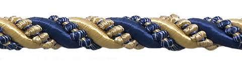 Large Gold, Navy Blue 7/16 inch Imperial II Decorative Cord Without Lip Style# 716I2NL Color: NAVY GOLD - 1152 (Sold by The Yard)