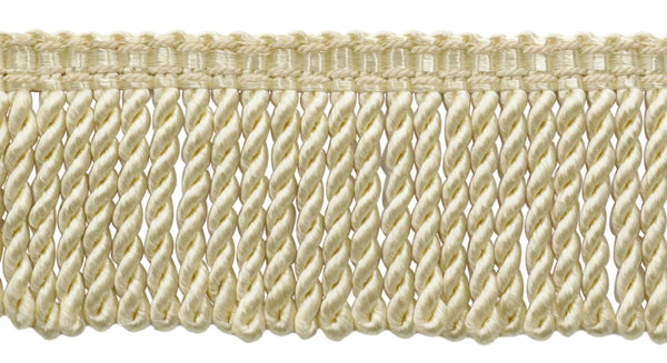 3 inch Long Ivory / Ecru Bullion Fringe Trim with Decorative Gimp Design / Basic Trim Collection / Style# BFS3-WVN (22042) Color: A2 / Sold by the Yard