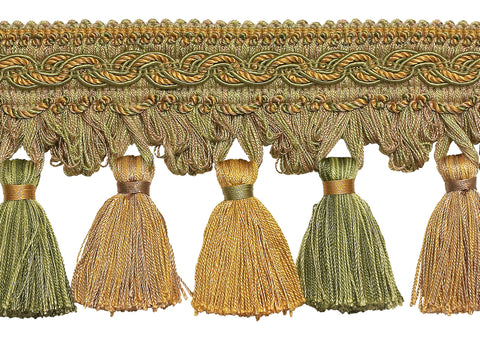 5 Yard Value Pack of Olive Gold 4 inch Baroque Tassel Fringe Style# TFB1 Color: GOLDEN OLIVE - 1755 (15 Ft / 4.5M)