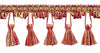 2.5 Inch Auburn, Wine, Beachwood, Camel Gold Tassel Fringe Trim / Style# TFC025 / Color: Flambe - PR02 / Sold By the Yard