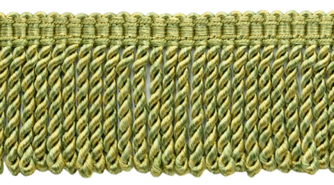 Green, Avocado Green, Celadon, Gold Green Bullion Fringe with Fancy Woven Header / 3