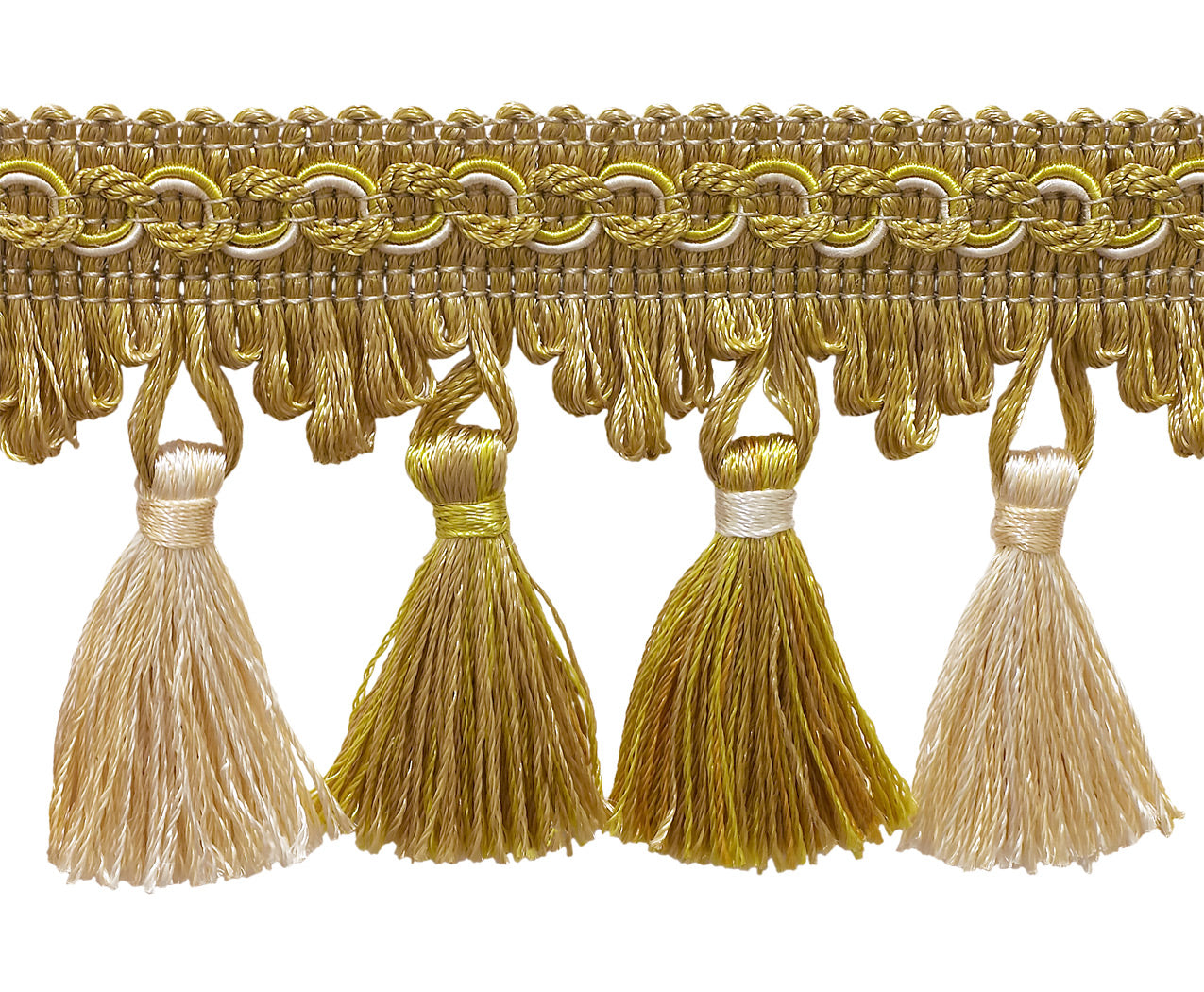 Gold, Navy Blue 3 3/4 inch Imperial II Tassel Fringe Style#Tfi2 Color: Navy Blue Gold - 1152 (Sold by The Yard)