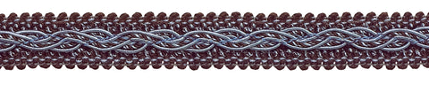 Brown, Light Blue Baroque Collection Gimp Braid 7/8 inch Style# 0078BG Color: MOCHA ICE - 24B (Sold by The Yard)