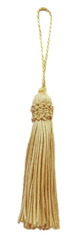 Set of 10 Light Gold Crown Head Chainette Tassel, 3 Inch Long with 2 Inch Loop, Basic Trim Collection Style# CT03 Color: B7